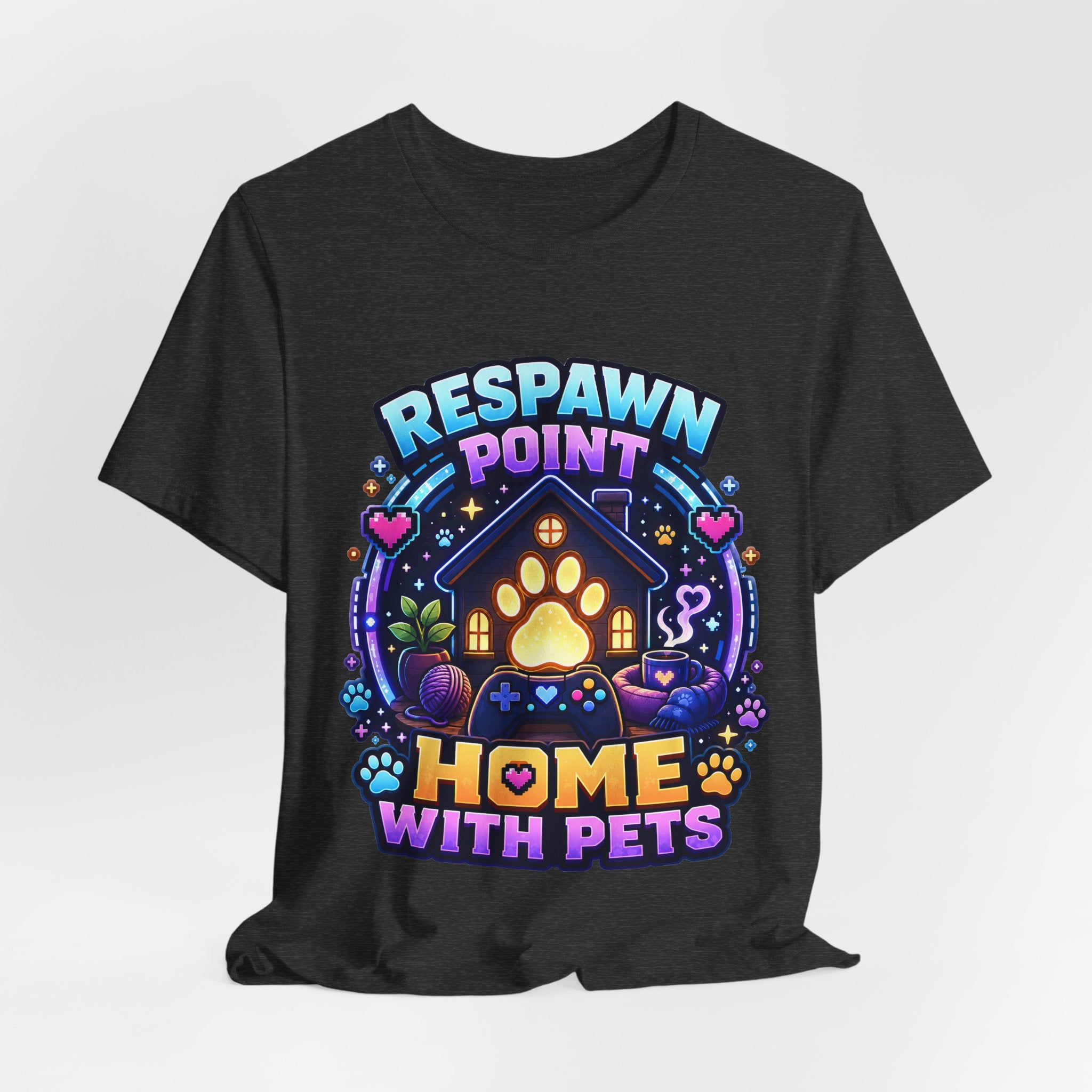 Respawn Point Home With Pets Shirt - Cozy Gamer Pet Lover Tee