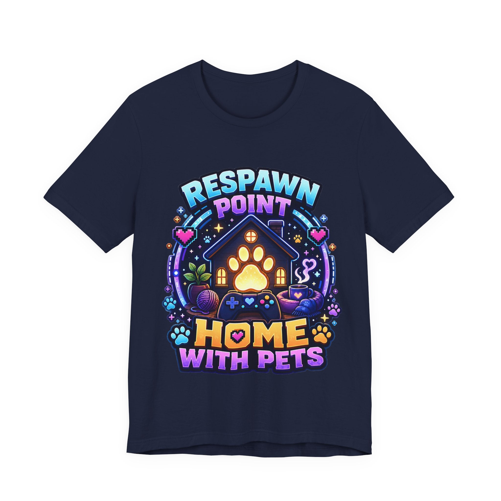 Respawn Point Home With Pets Shirt - Cozy Gamer Pet Lover Tee