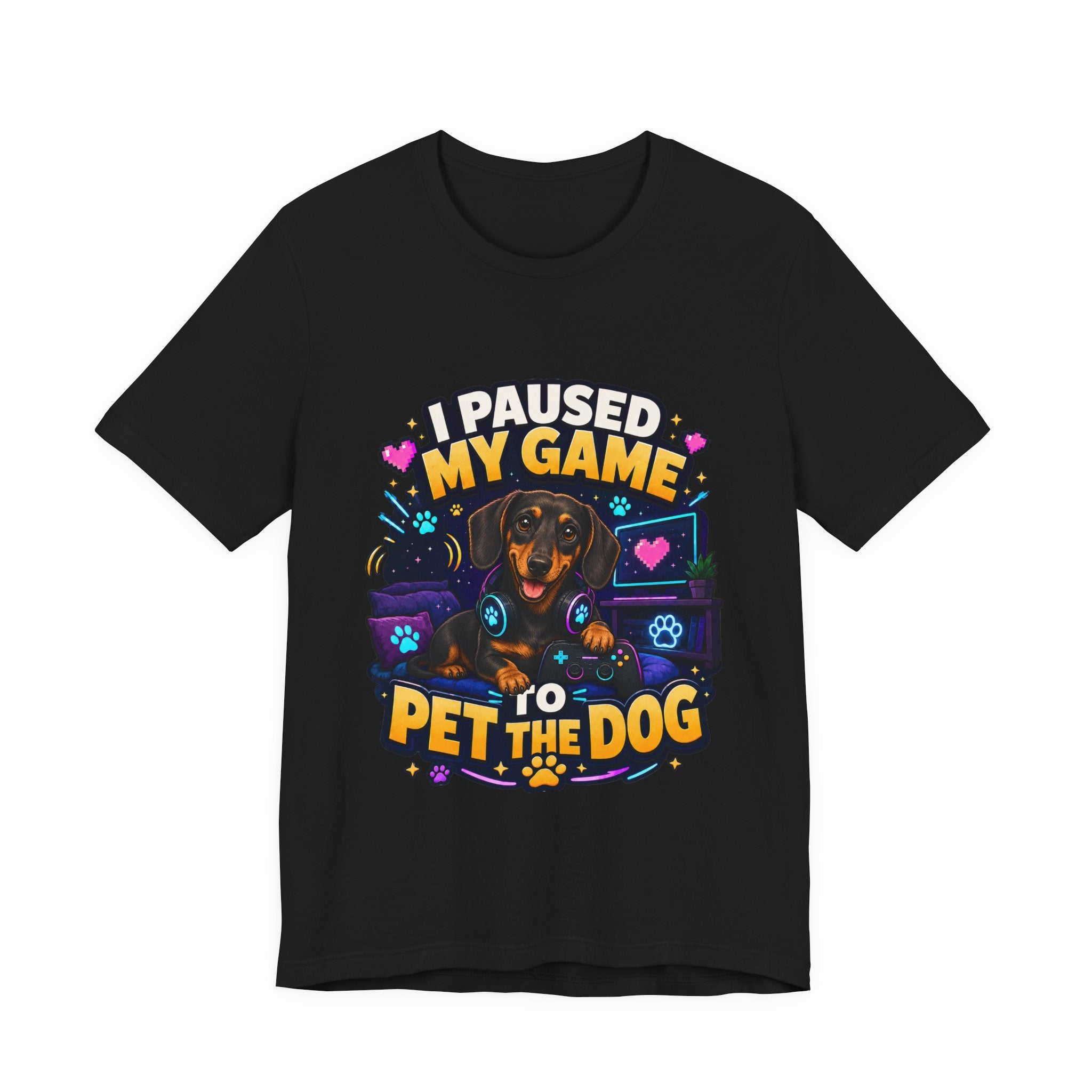 I Paused My Game to Pet the Dog Shirt - Dachshund Gamer Dog Tee