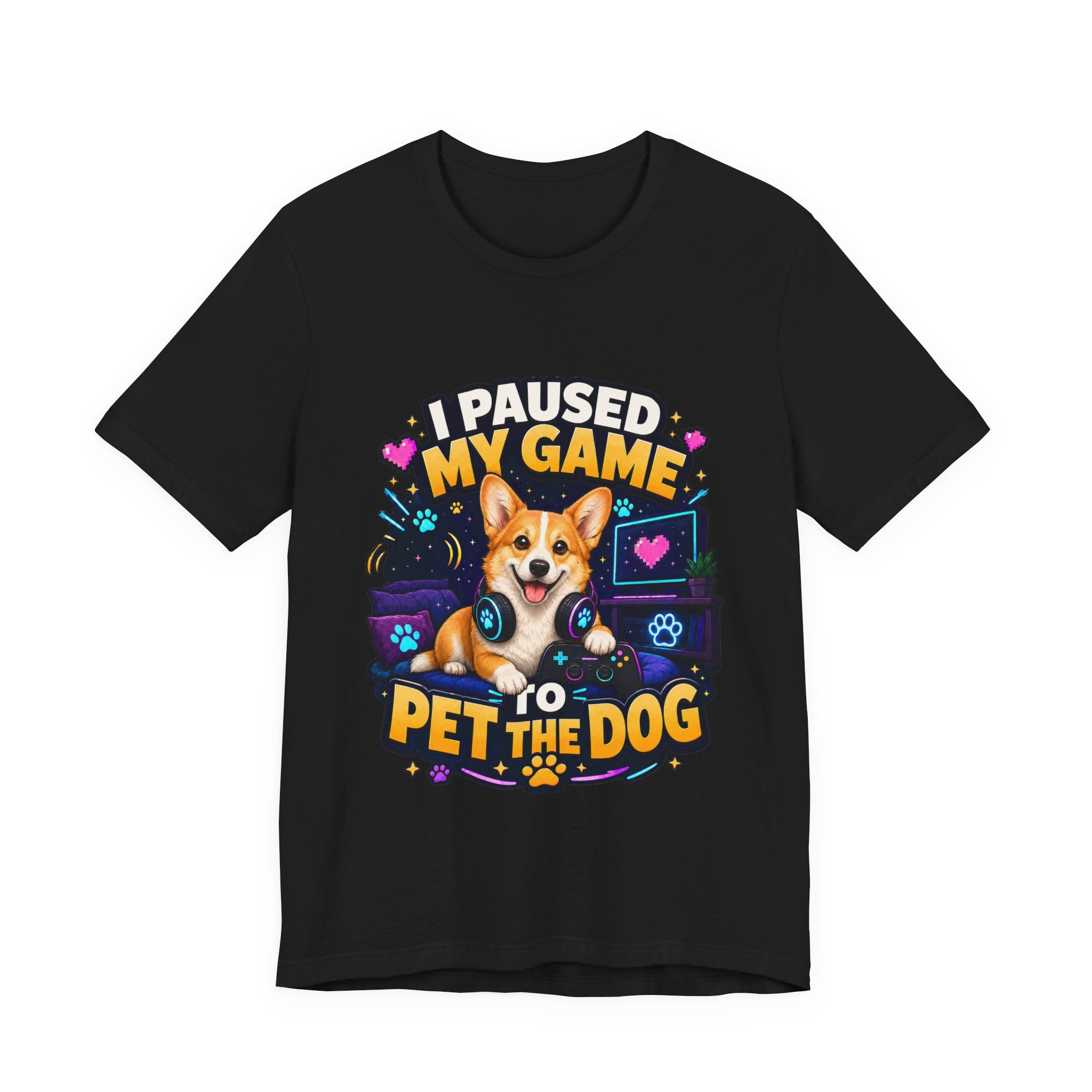 I Paused My Game to Pet the Dog Shirt - Corgi Gamer Dog Tee