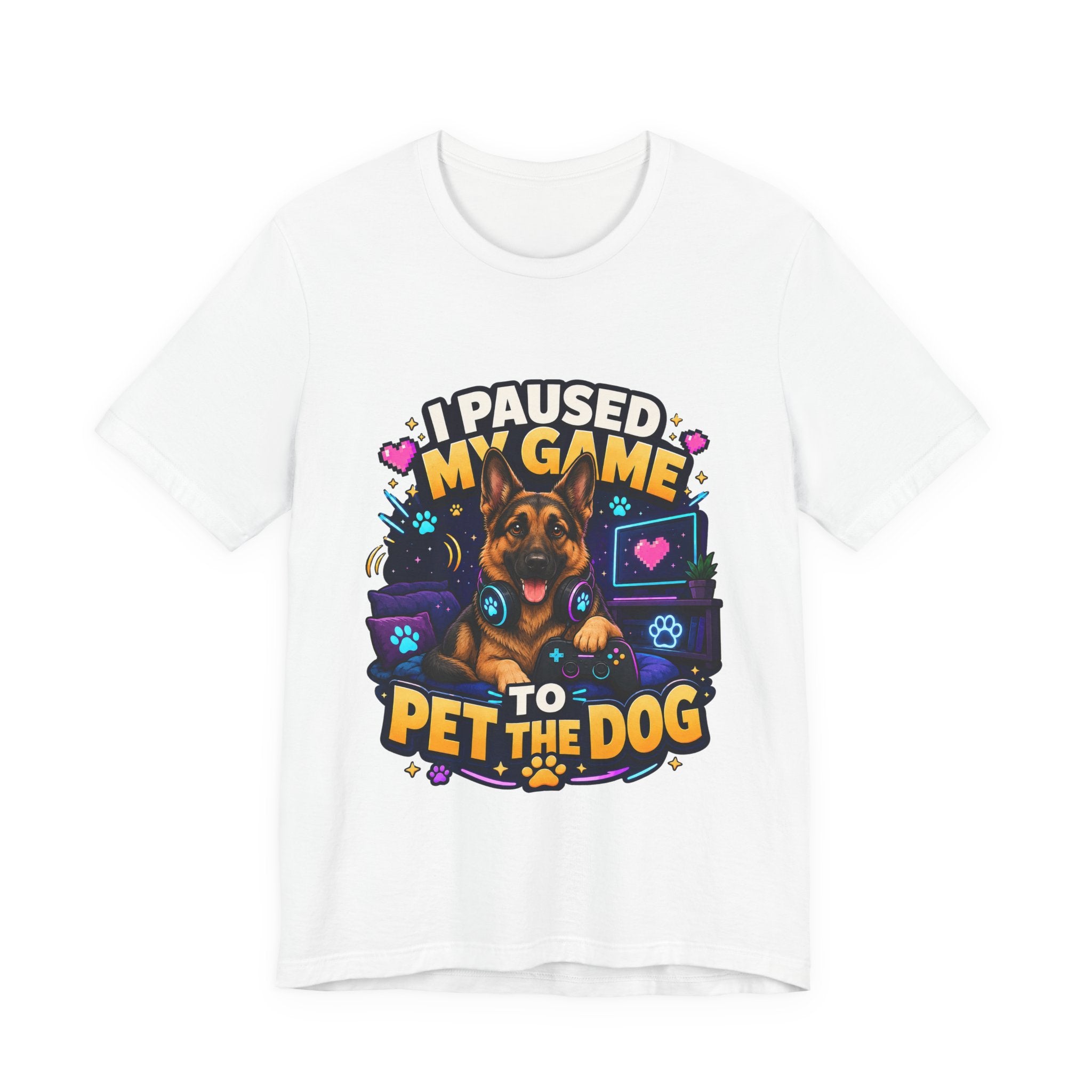 I Paused My Game to Pet the Dog Shirt - German Shepherd Gamer Dog Tee