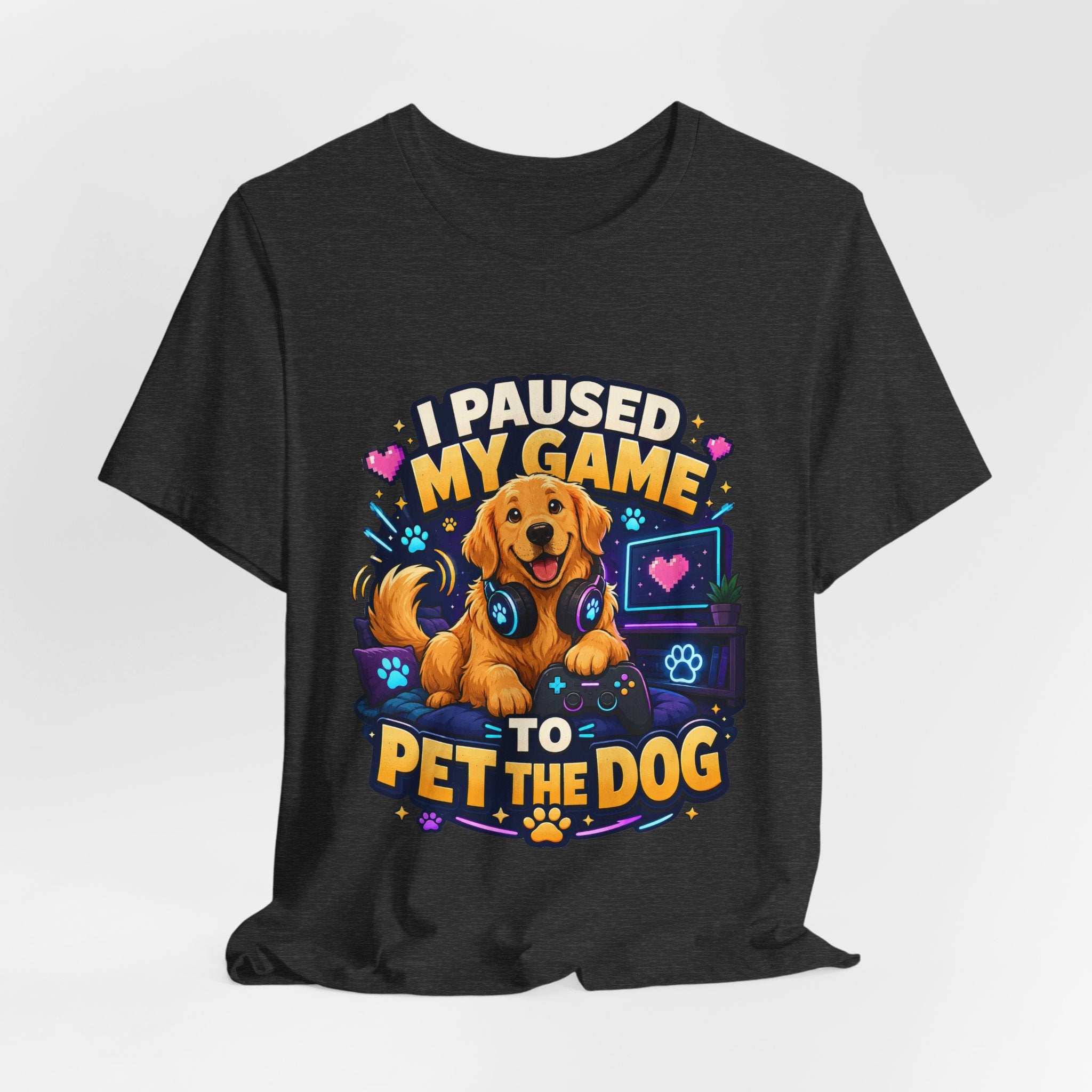 I Paused My Game to Pet the Dog Shirt - Golden Retriever Gamer Dog Tee
