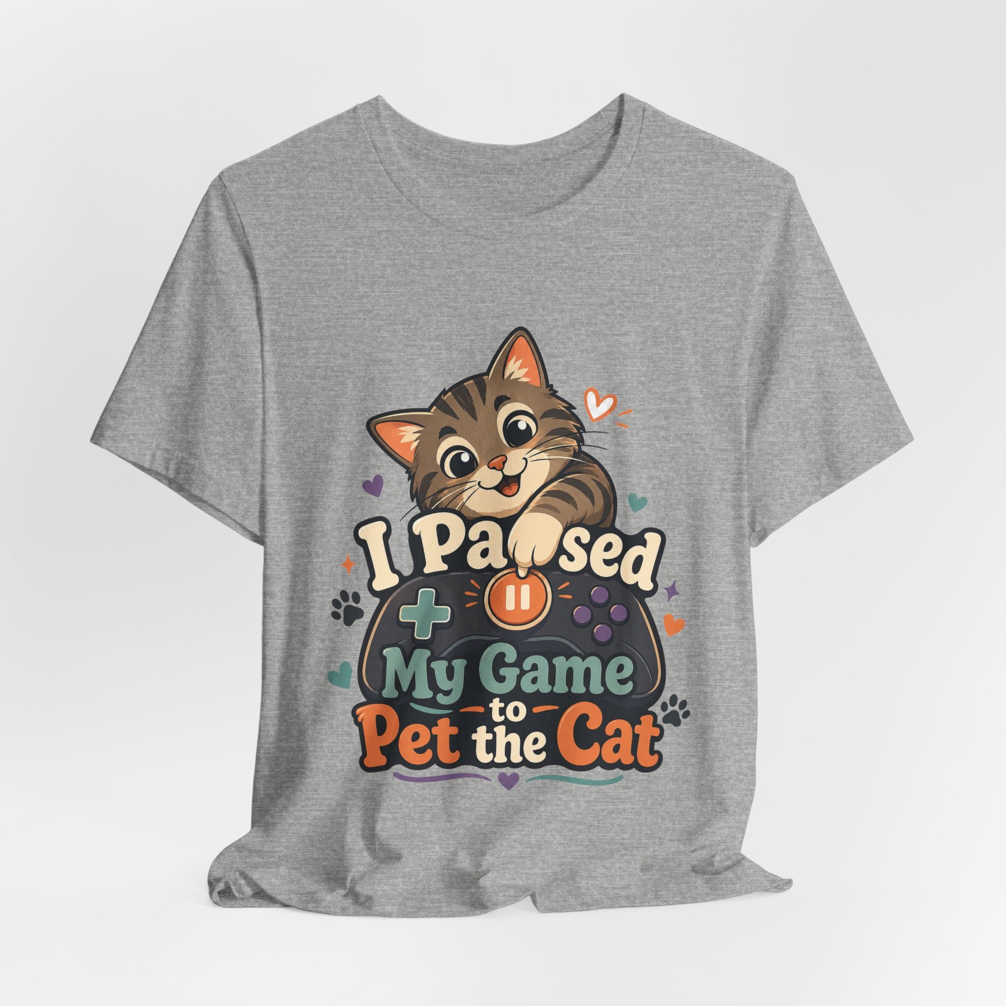 I Paused My Game to Pet the Cat Shirt - Brown Cat Gamer Cat Tee