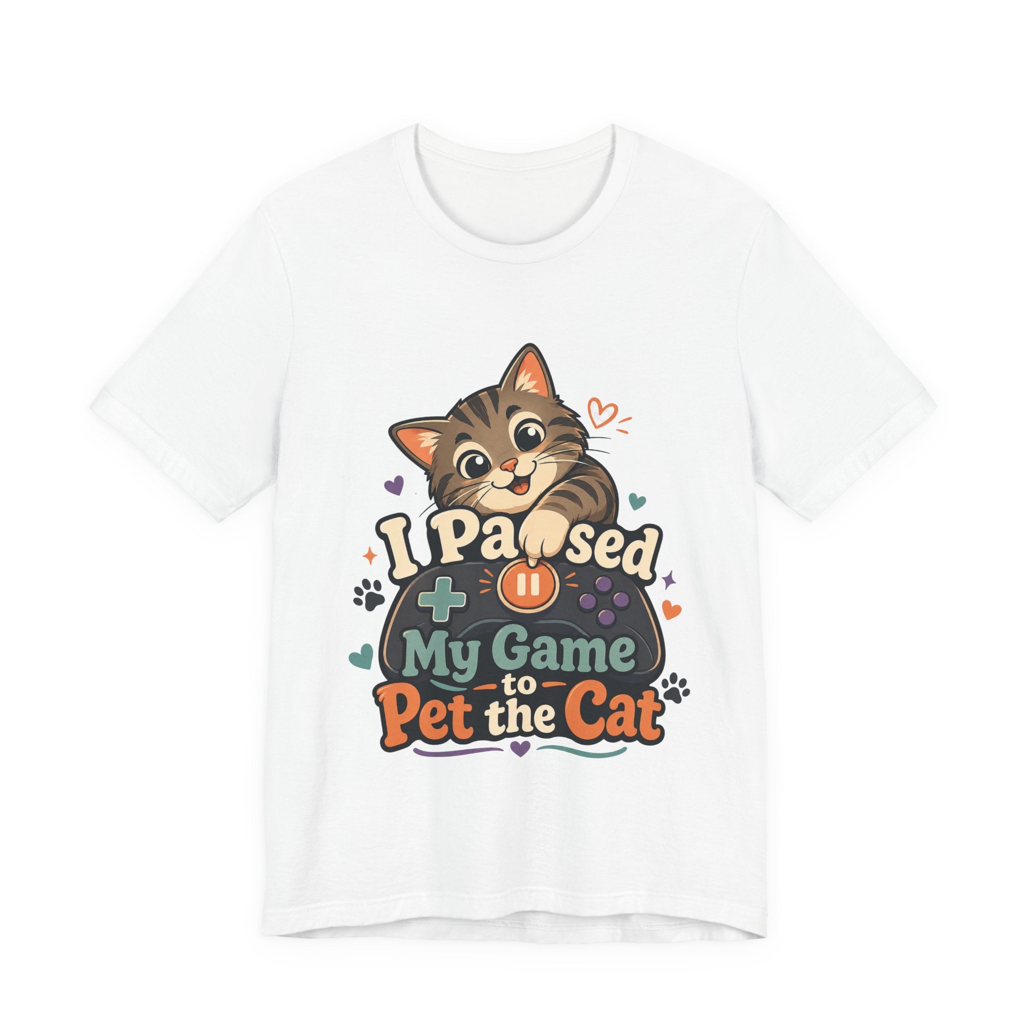 I Paused My Game to Pet the Cat Shirt - Brown Cat Gamer Cat Tee