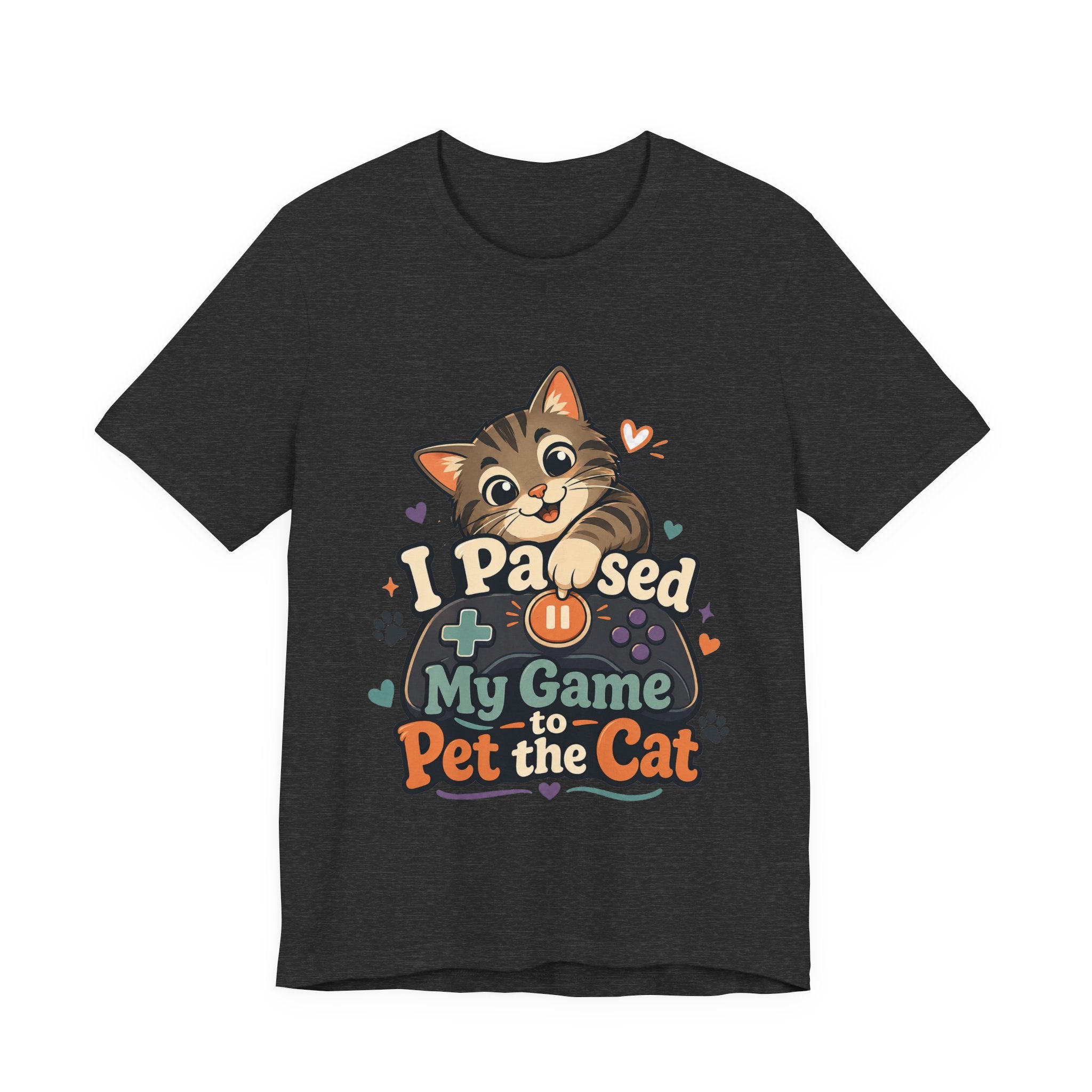 I Paused My Game to Pet the Cat Shirt - Brown Cat Gamer Cat Tee