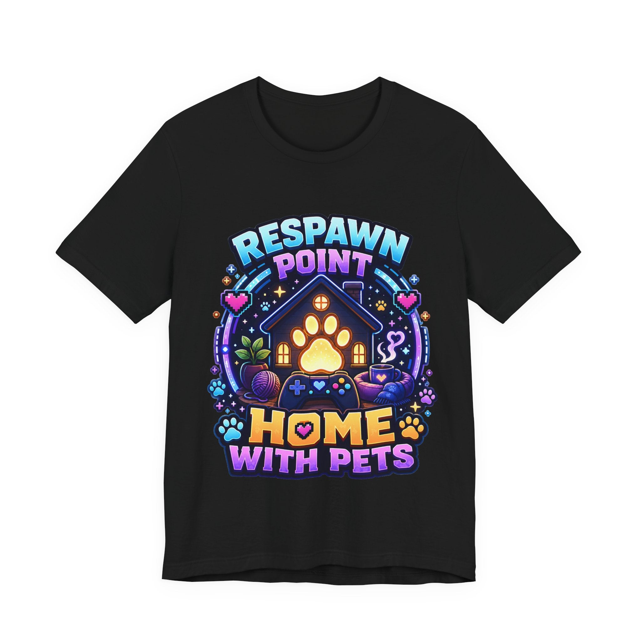 Respawn Point Home With Pets Shirt - Cozy Gamer Pet Lover Tee