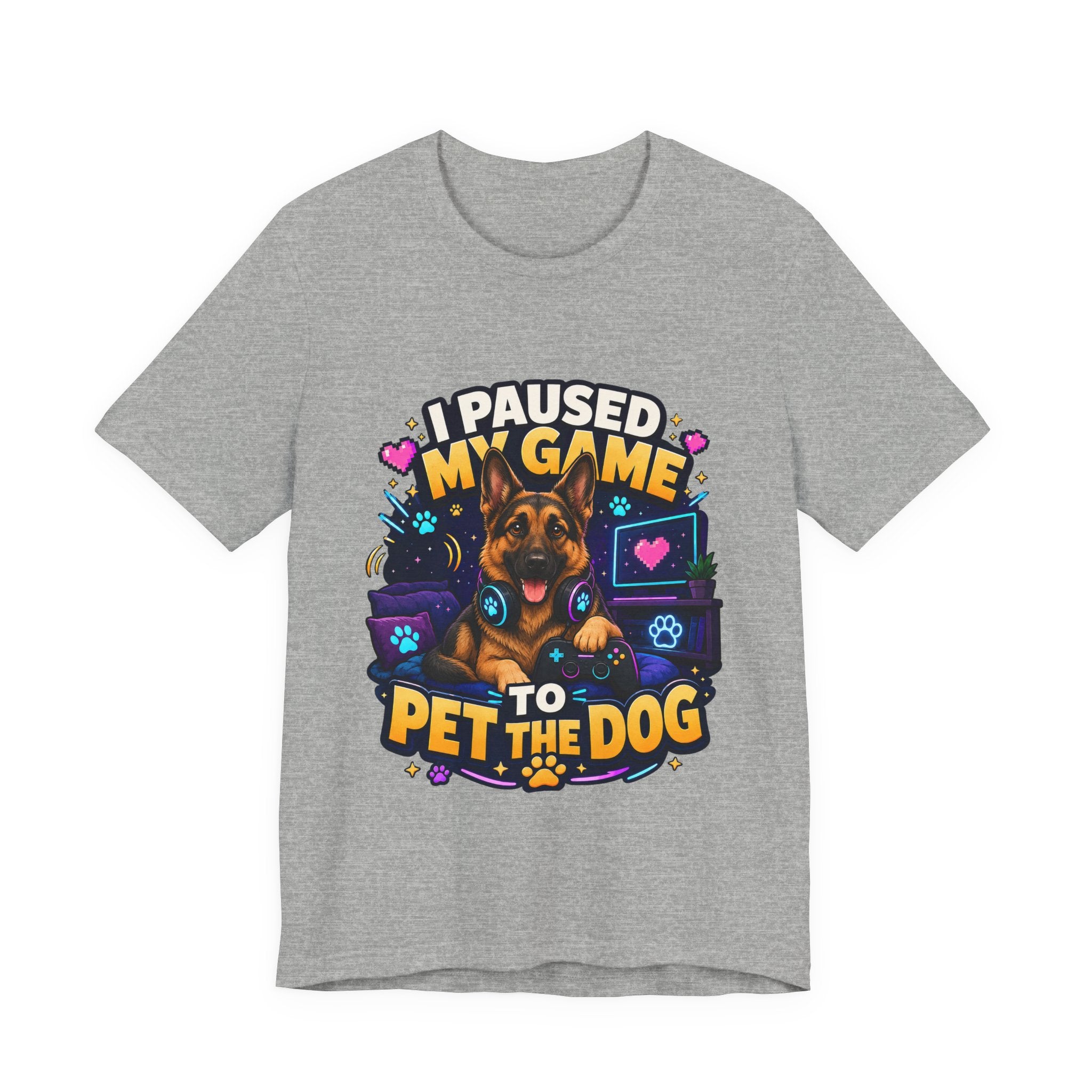 I Paused My Game to Pet the Dog Shirt - German Shepherd Gamer Dog Tee