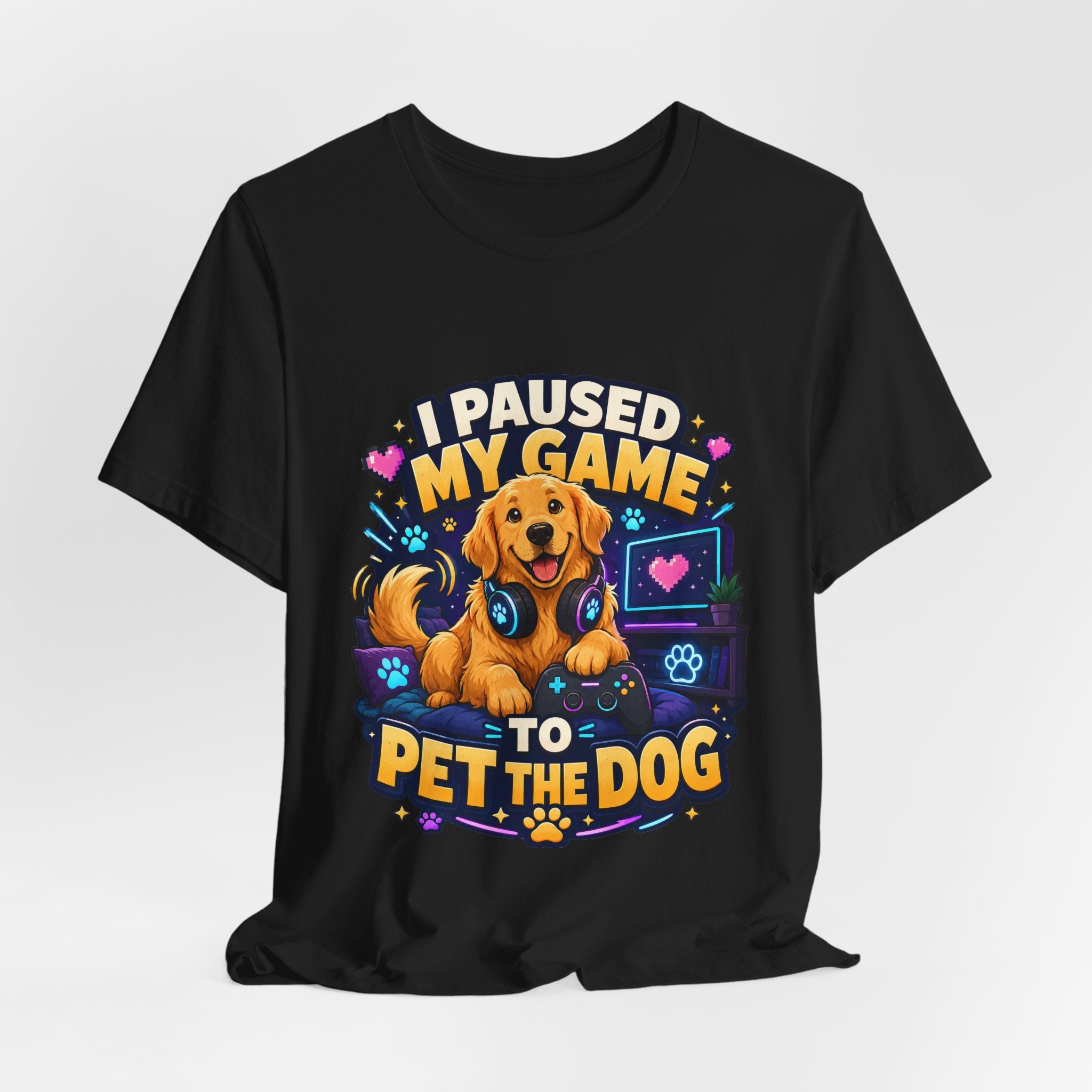 I Paused My Game to Pet the Dog Shirt - Golden Retriever Gamer Dog Tee