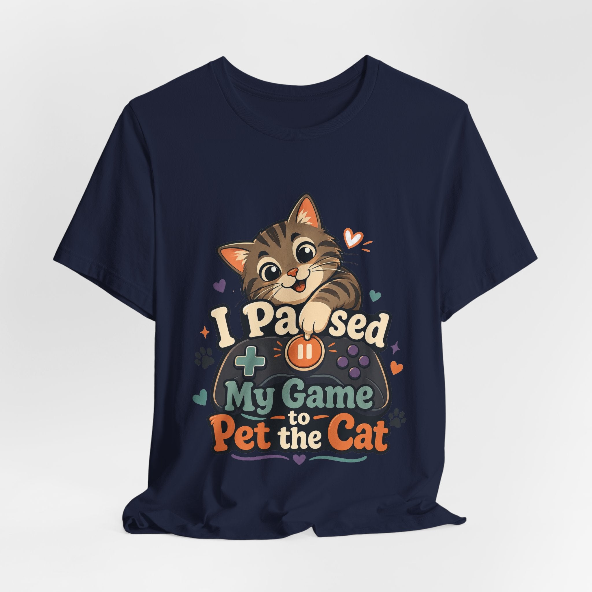 I Paused My Game to Pet the Cat Shirt - Brown Cat Gamer Cat Tee