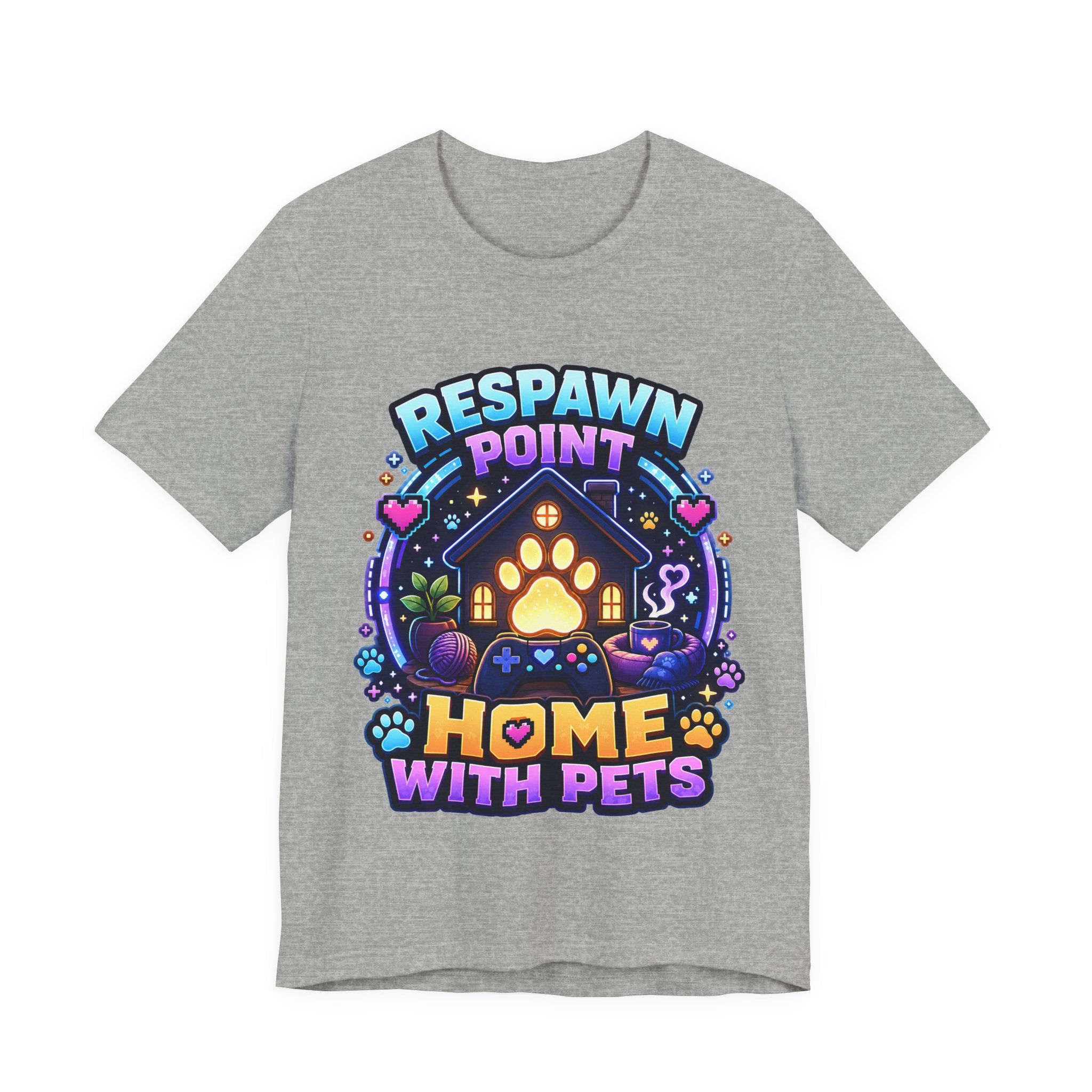 Respawn Point Home With Pets Shirt - Cozy Gamer Pet Lover Tee