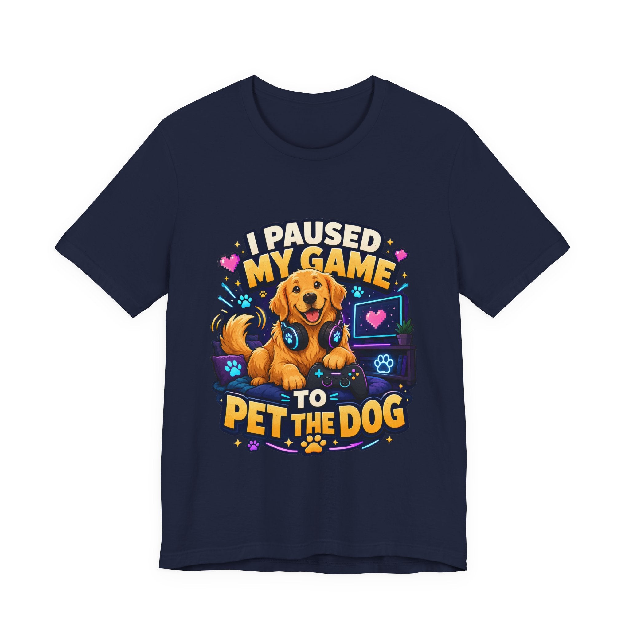 I Paused My Game to Pet the Dog Shirt - Golden Retriever Gamer Dog Tee