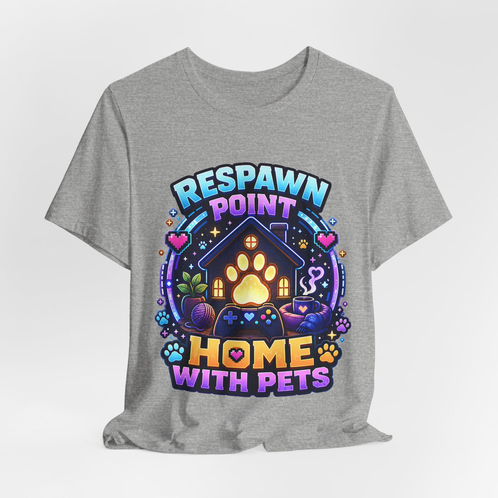 Respawn Point Home With Pets Shirt - Cozy Gamer Pet Lover Tee