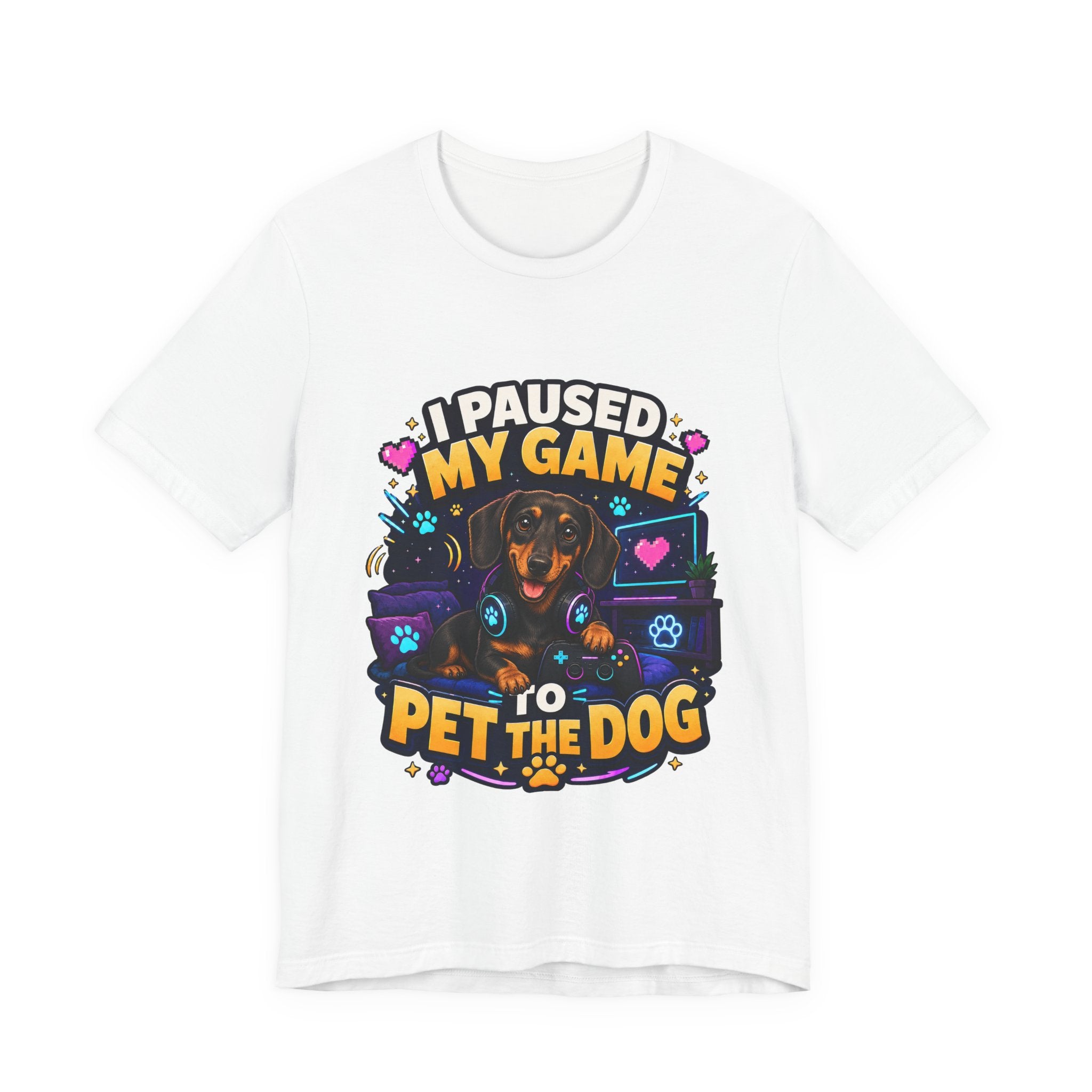 I Paused My Game to Pet the Dog Shirt - Dachshund Gamer Dog Tee