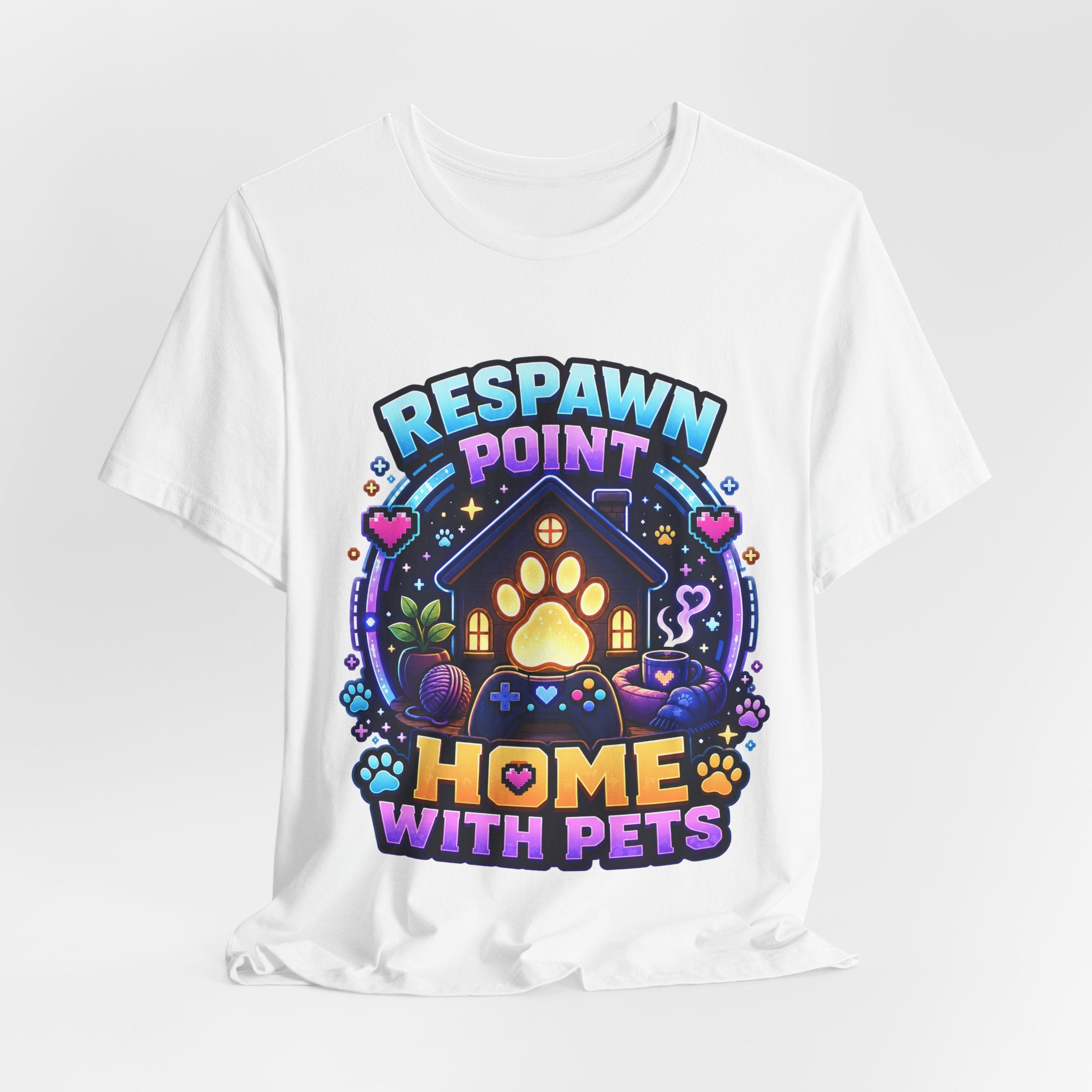 Respawn Point Home With Pets Shirt - Cozy Gamer Pet Lover Tee