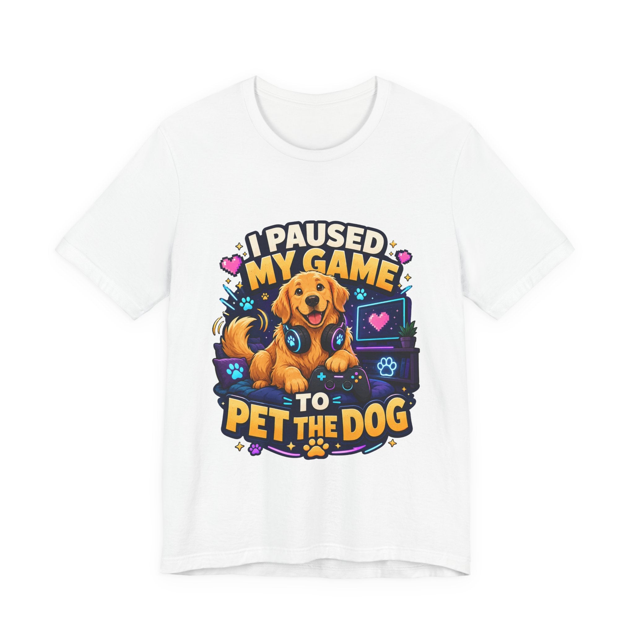 I Paused My Game to Pet the Dog Shirt - Golden Retriever Gamer Dog Tee