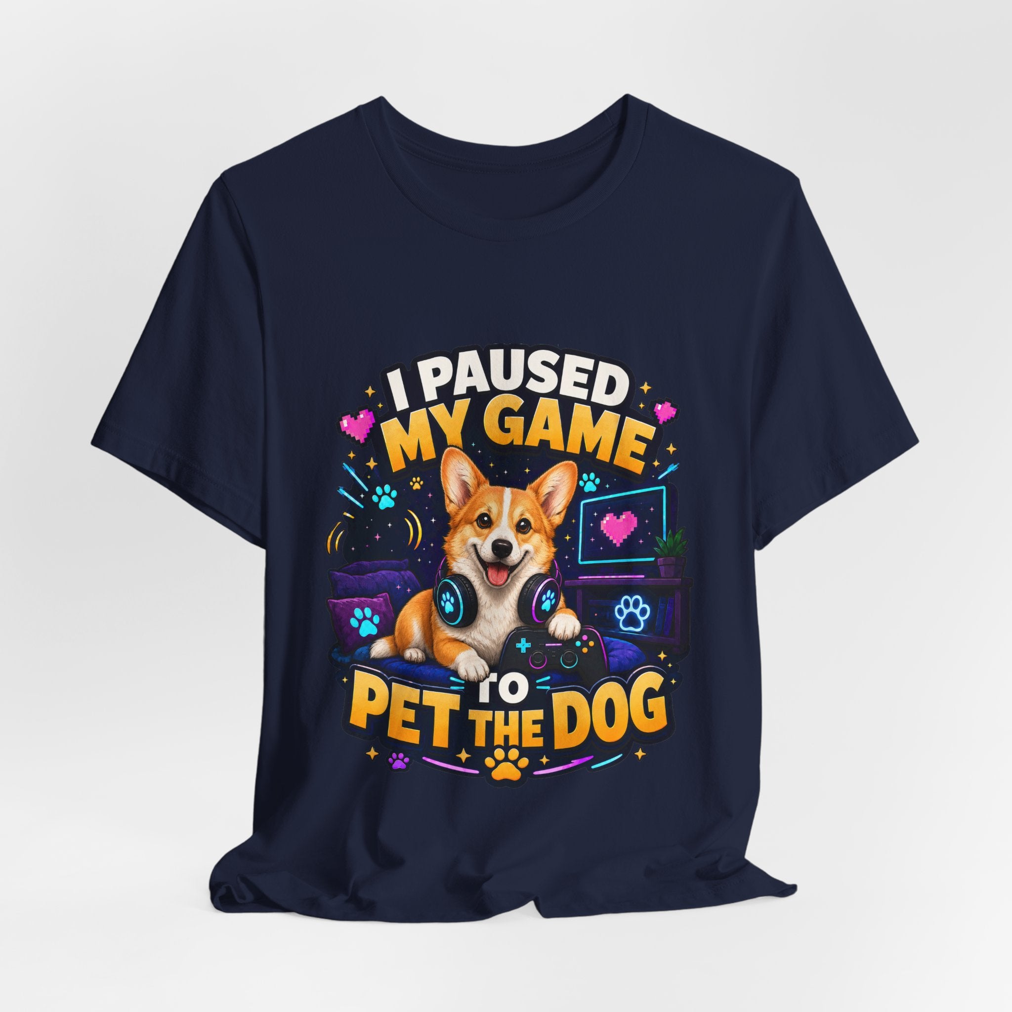 I Paused My Game to Pet the Dog Shirt - Corgi Gamer Dog Tee