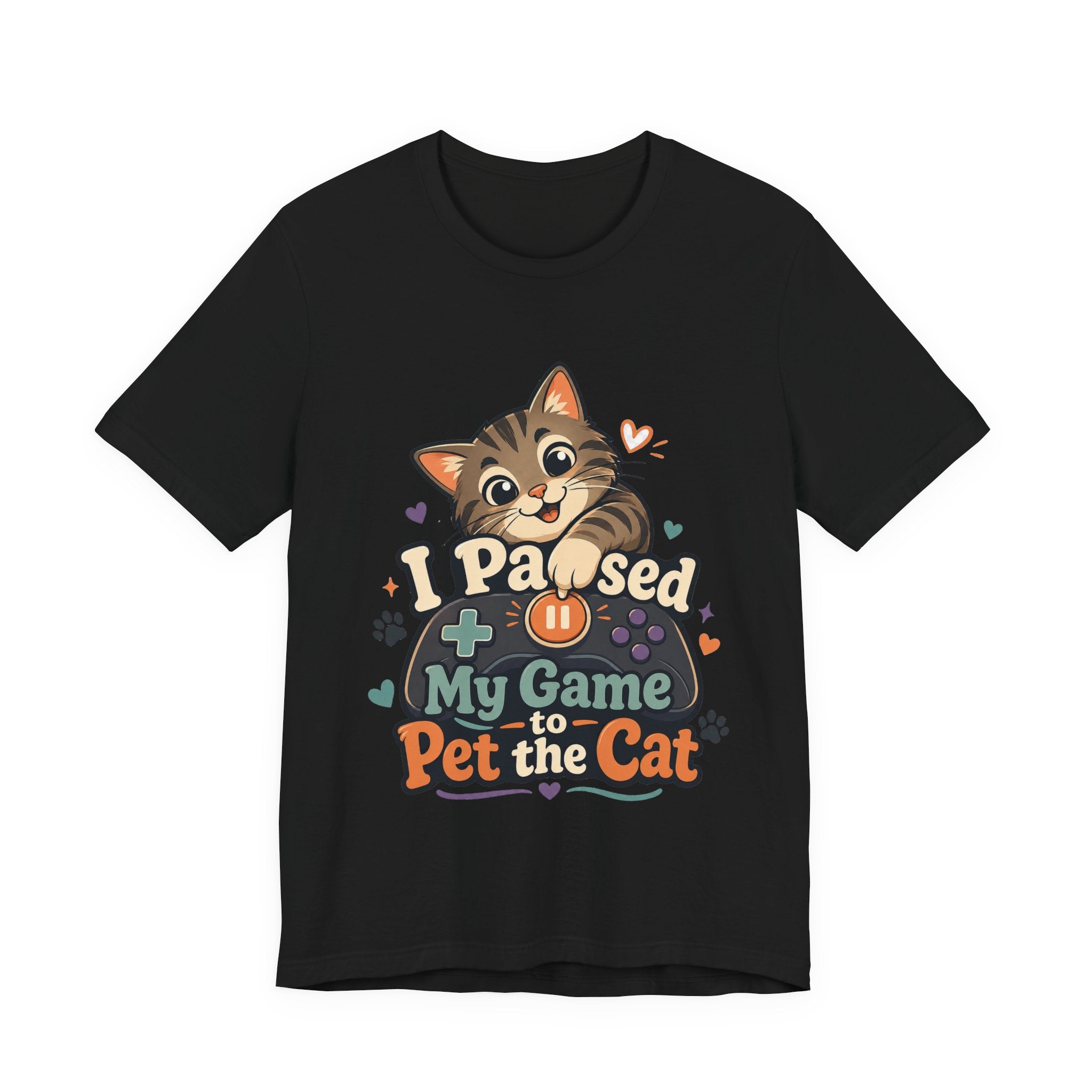 I Paused My Game to Pet the Cat Shirt - Brown Cat Gamer Cat Tee
