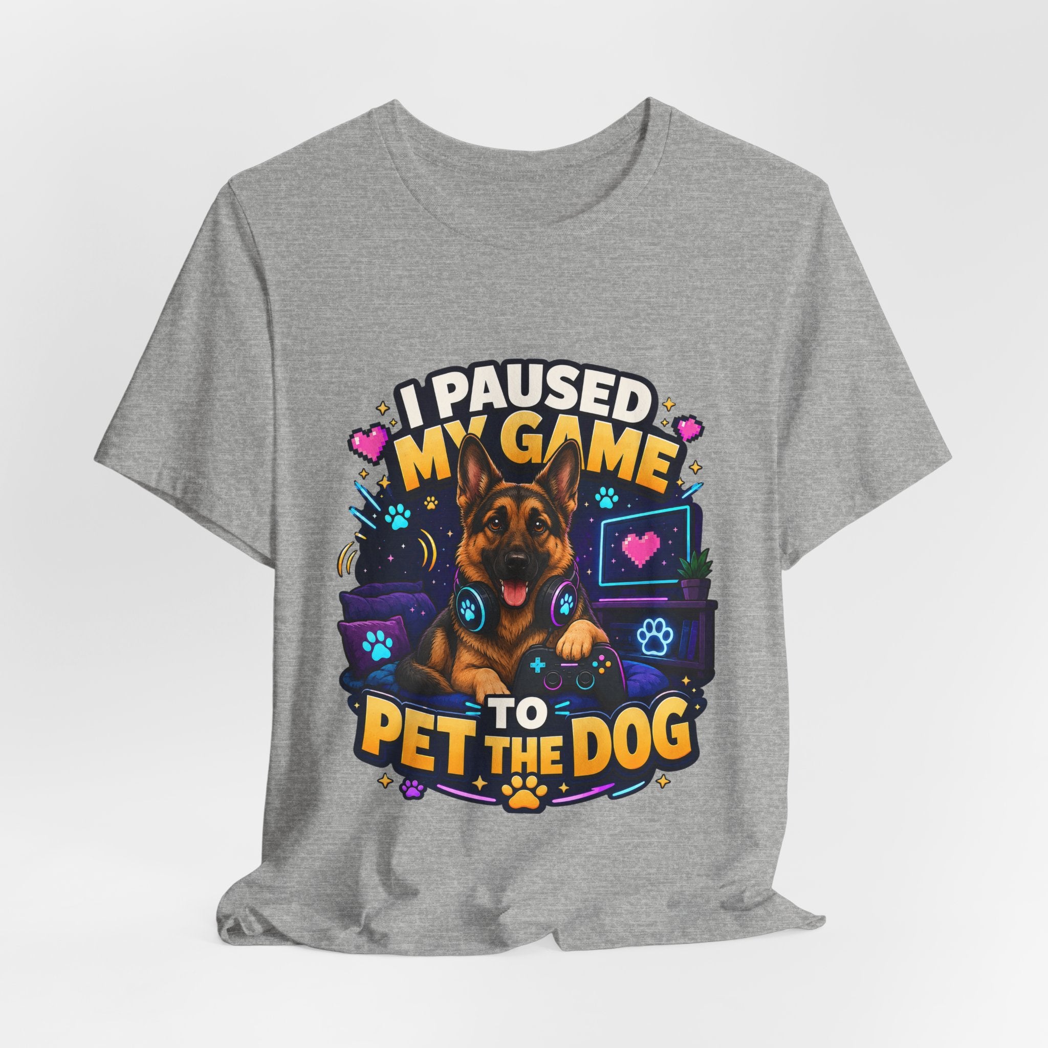 I Paused My Game to Pet the Dog Shirt - German Shepherd Gamer Dog Tee