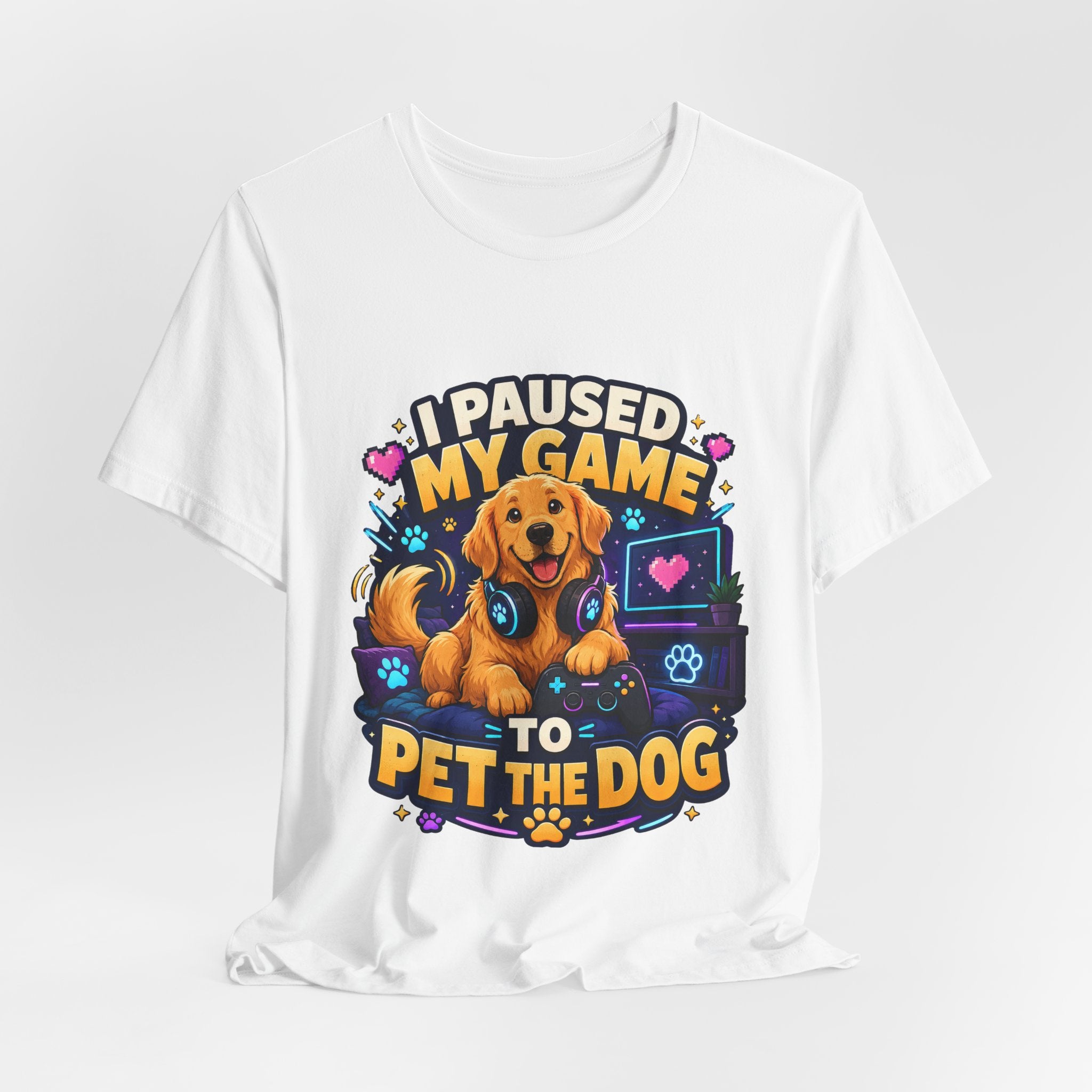 I Paused My Game to Pet the Dog Shirt - Golden Retriever Gamer Dog Tee