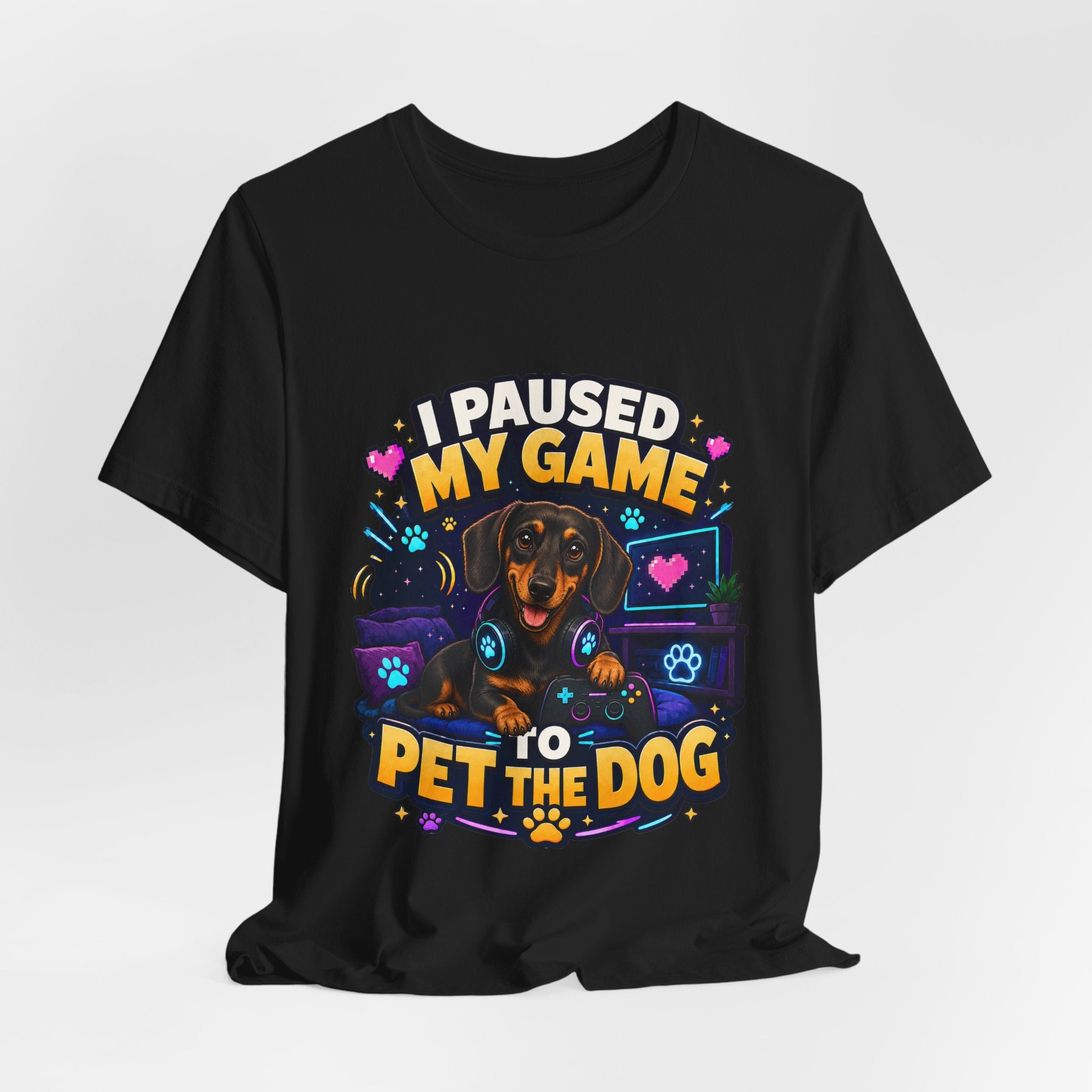 I Paused My Game to Pet the Dog Shirt - Dachshund Gamer Dog Tee