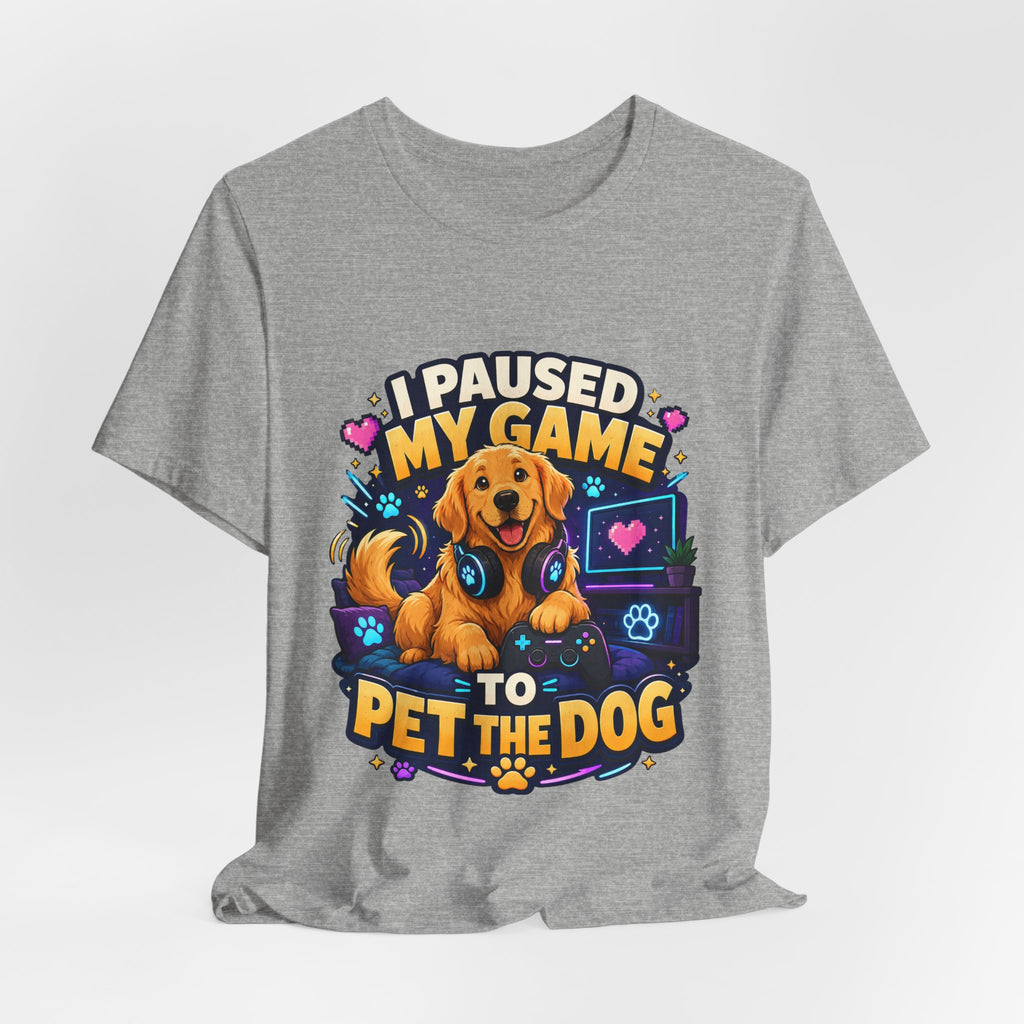 I Paused My Game to Pet the Dog Shirt - Golden Retriever Gamer Dog Tee