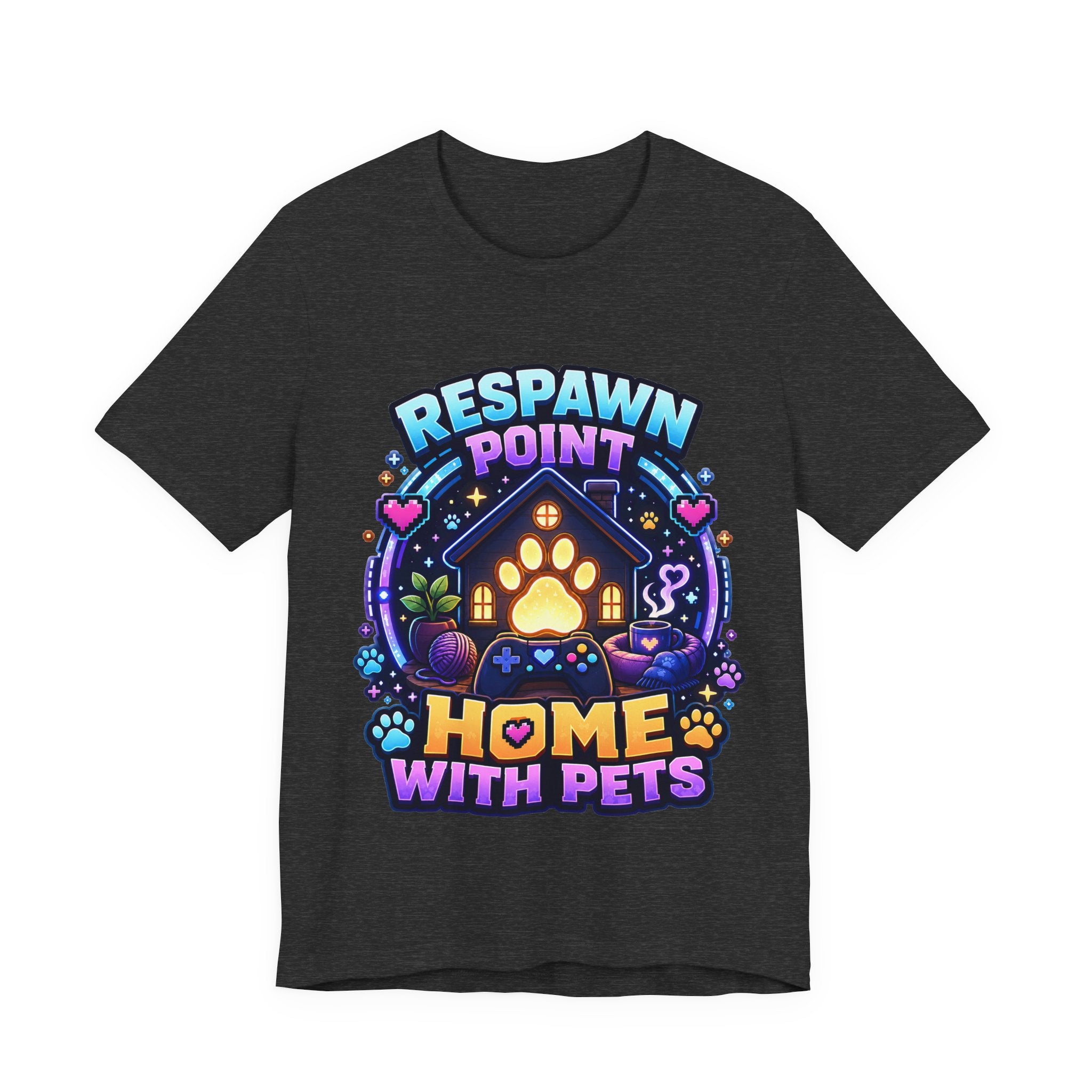 Respawn Point Home With Pets Shirt - Cozy Gamer Pet Lover Tee