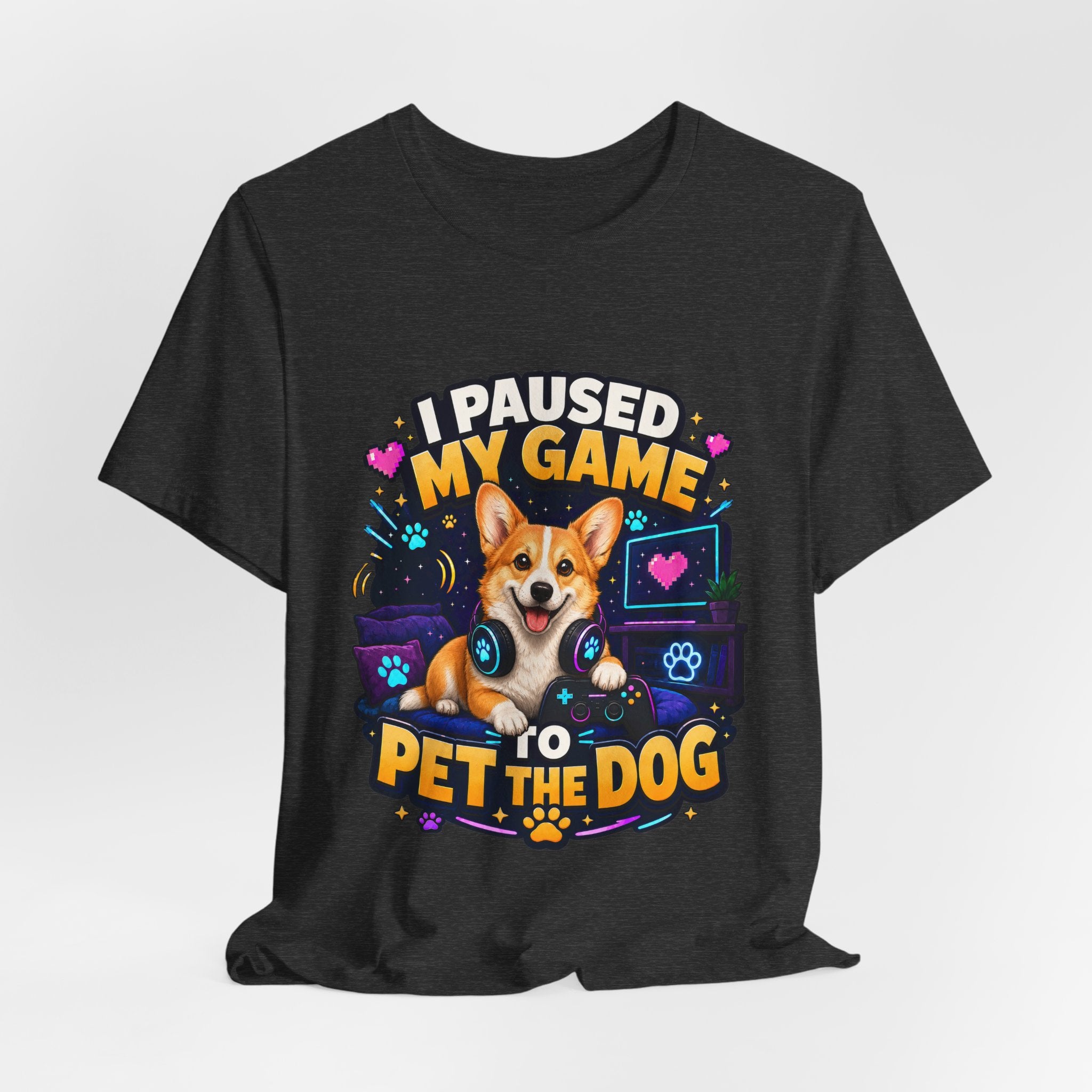 I Paused My Game to Pet the Dog Shirt - Corgi Gamer Dog Tee