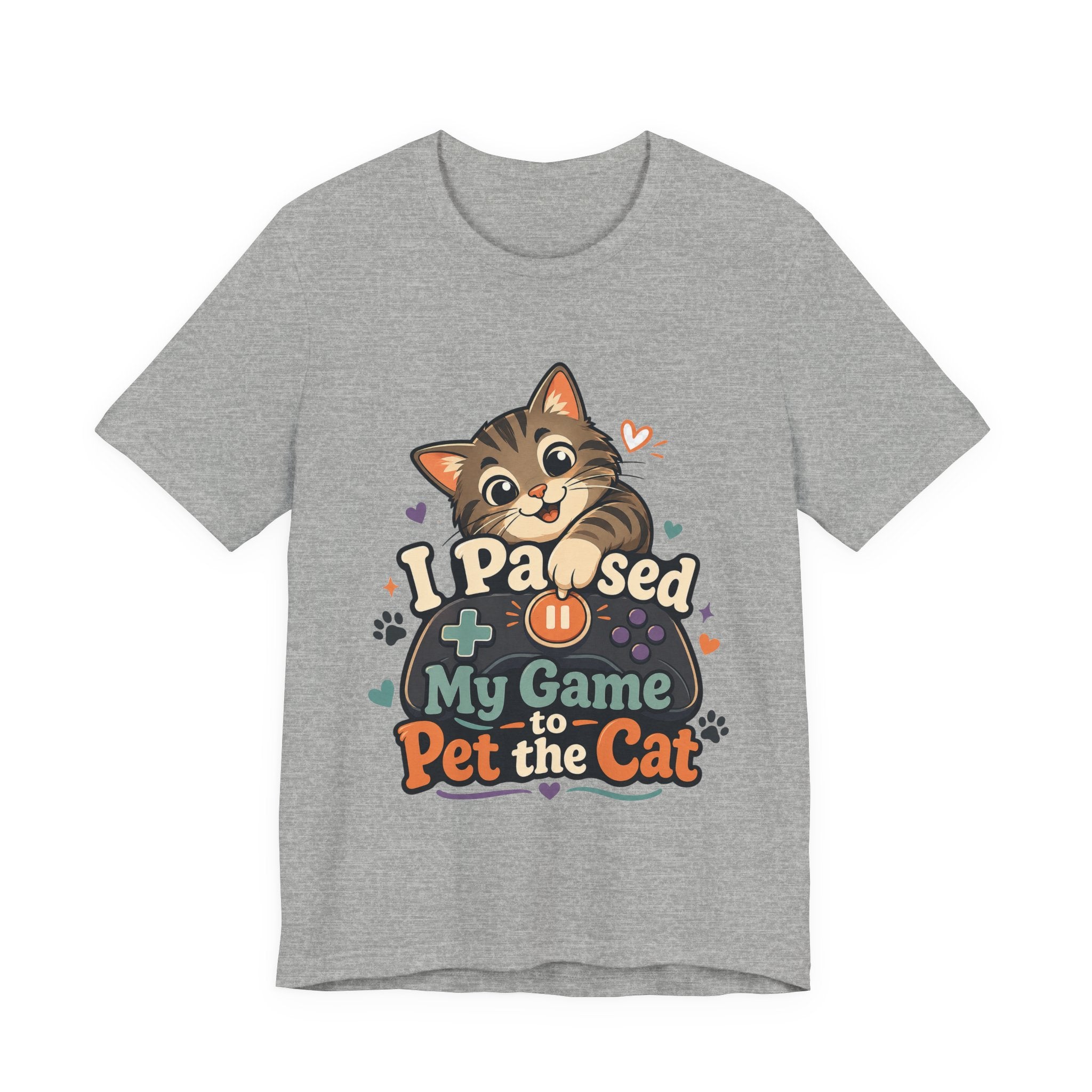 I Paused My Game to Pet the Cat Shirt - Brown Cat Gamer Cat Tee