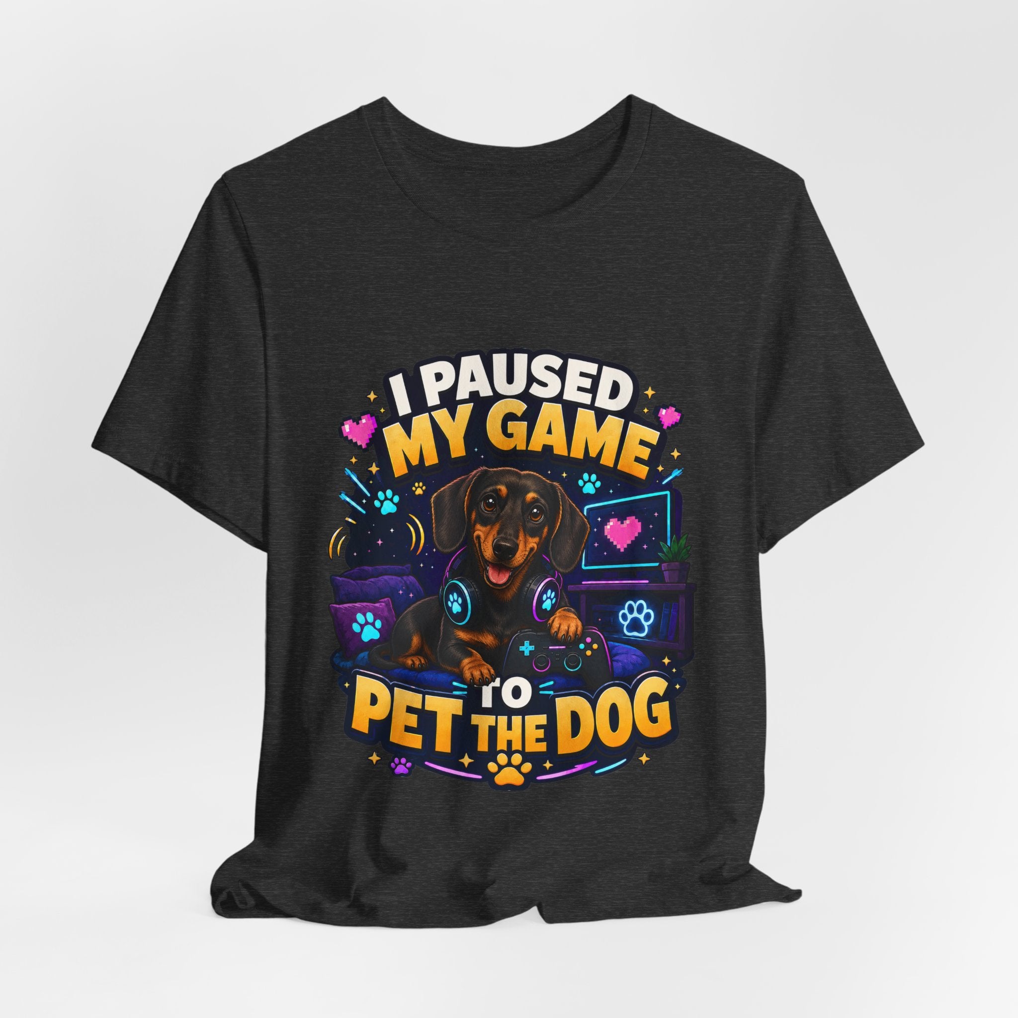 I Paused My Game to Pet the Dog Shirt - Dachshund Gamer Dog Tee
