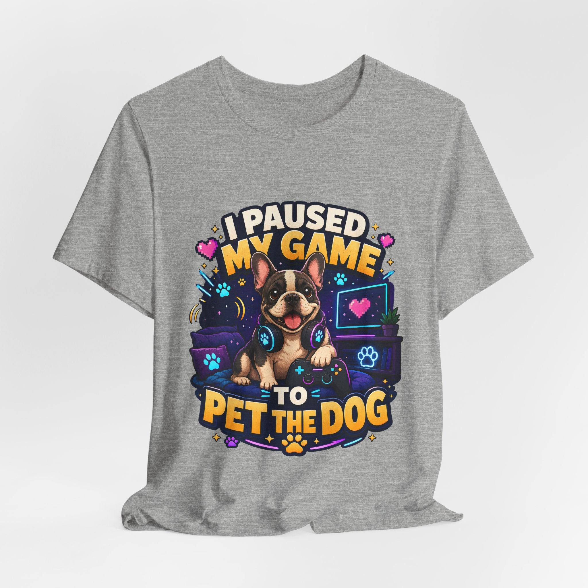I Paused My Game to Pet the Dog Shirt - French Bulldog Gamer Dog Tee