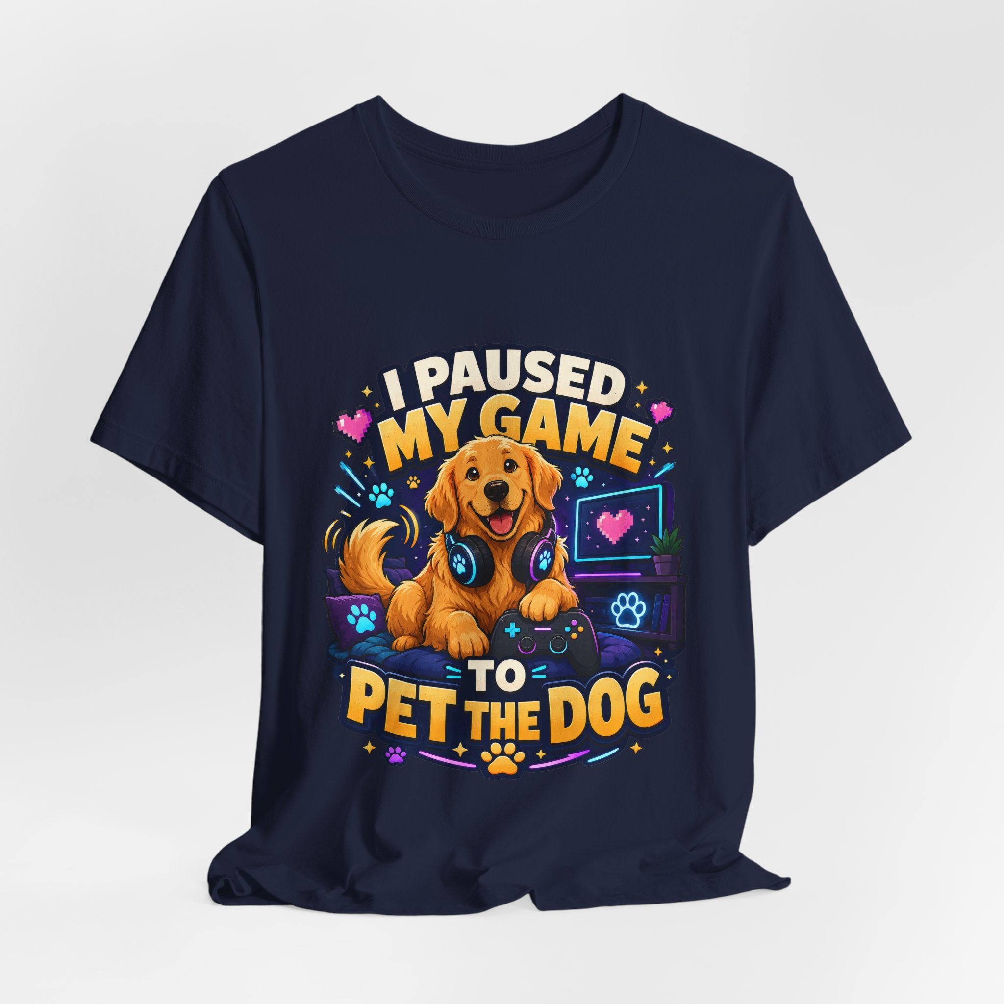 I Paused My Game to Pet the Dog Shirt - Golden Retriever Gamer Dog Tee